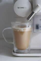 Double Wall Glass Latte Mug - Fluted