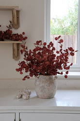 Faux Eucalyptus Spray - Red