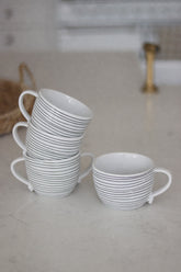 Heart Handled Ceramic Mug Set – 4 Piece – Horizontal Stripes