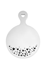 Engraved Heart Round Wooden Coaster - Small White