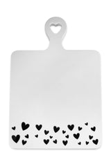 Engraved Heart Wooden Chopping Board- White Medium