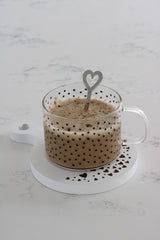 Engraved Heart Round Wooden Coaster - Small White