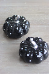 Ceramic Pumpkin Black Polka Dot - Medium 2Pc Set