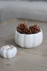 Ceramic Pumpkin Bowl - White