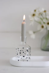 Glass Candle Holder - Small Multi Heart Black
