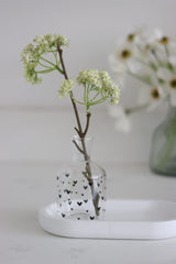Glass Candle Holder - Small Multi Heart Black