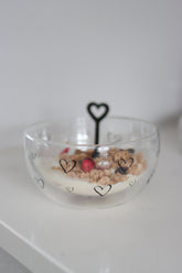 Glass Bowl – Open Hearts/Black