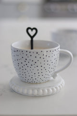 Heart Handled Ceramic Mug - Dots