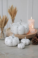 Ceramic Pumpkin White Polka Dot - Tiny 4Pc Set