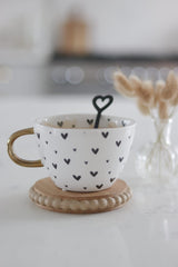 Irregular Ceramic Mug- Small Black MultiHearts