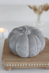 Grey Stone Resin Pumpkin - Large