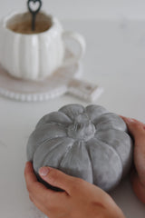 Grey Stone Resin Pumpkin - Large