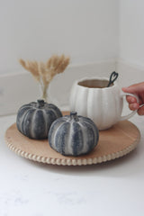 Black Stone Resin Pumpkin - Medium 2Pc Set