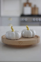 Ceramic Pumpkin White/Gold - Medium 2PC