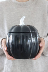 Ceramic Pumpkin Jar - Black Large