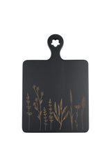 Engraved Flower Wooden Chopping Board-Black Medium