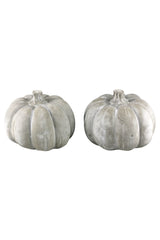 Grey Stone Resin Pumpkins - Medium 2Pc Set