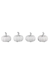 Ceramic Pumpkin White/Silver Stalk - Tiny 4Pc Set