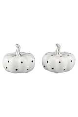 Ceramic Pumpkin White Polka Dot - Small 2Pc Set