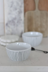 Ceramic Bowl Set – 2 Piece – Vertical Stripes