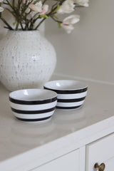 Ceramic Bowl Set – 2 Piece – Black Stripes