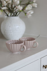 Large Ceramic Mug Set – 2 Piece – Scalloped Autumn