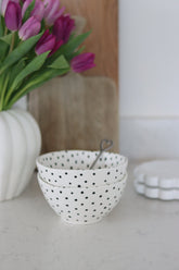 Irregular Ceramic Bowl Set – 2 Piece – Close Dots