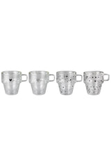 Double Walled Glass Stacking Mugs - Hearts/Black