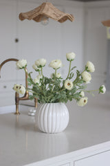 Fluted Round Ceramic Vase - Glazed