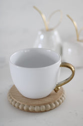 Heart Handled Ceramic Mug - White Gold Handle