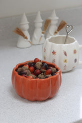 Ceramic Pumpkin Bowl - Autumnal Orange