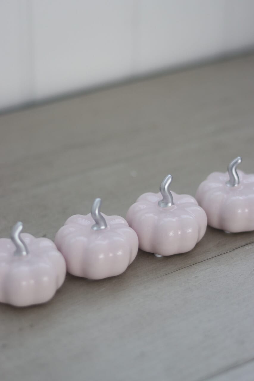 Ceramic Pumpkin Light Pink/Silver - Tiny 4PC
