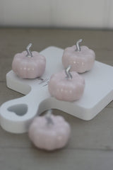 Ceramic Pumpkin Light Pink/Silver - Tiny 4PC