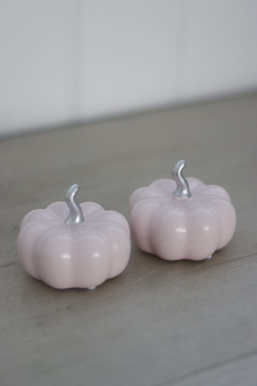 Ceramic Pumpkin Light Pink/Silver - Small 2PC