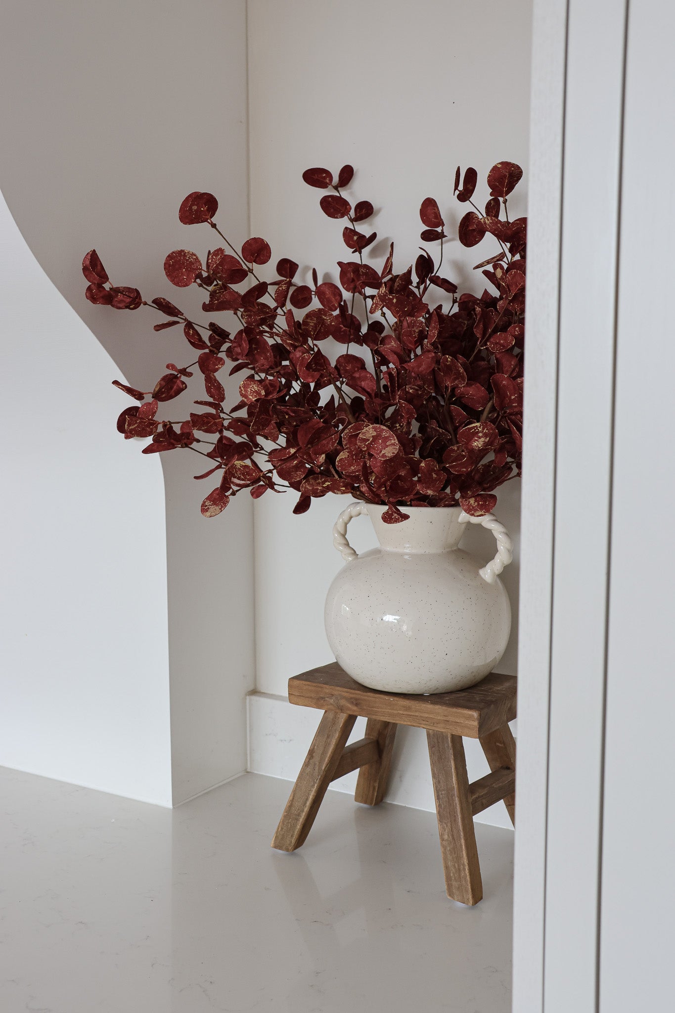 Faux Eucalyptus Spray - Red