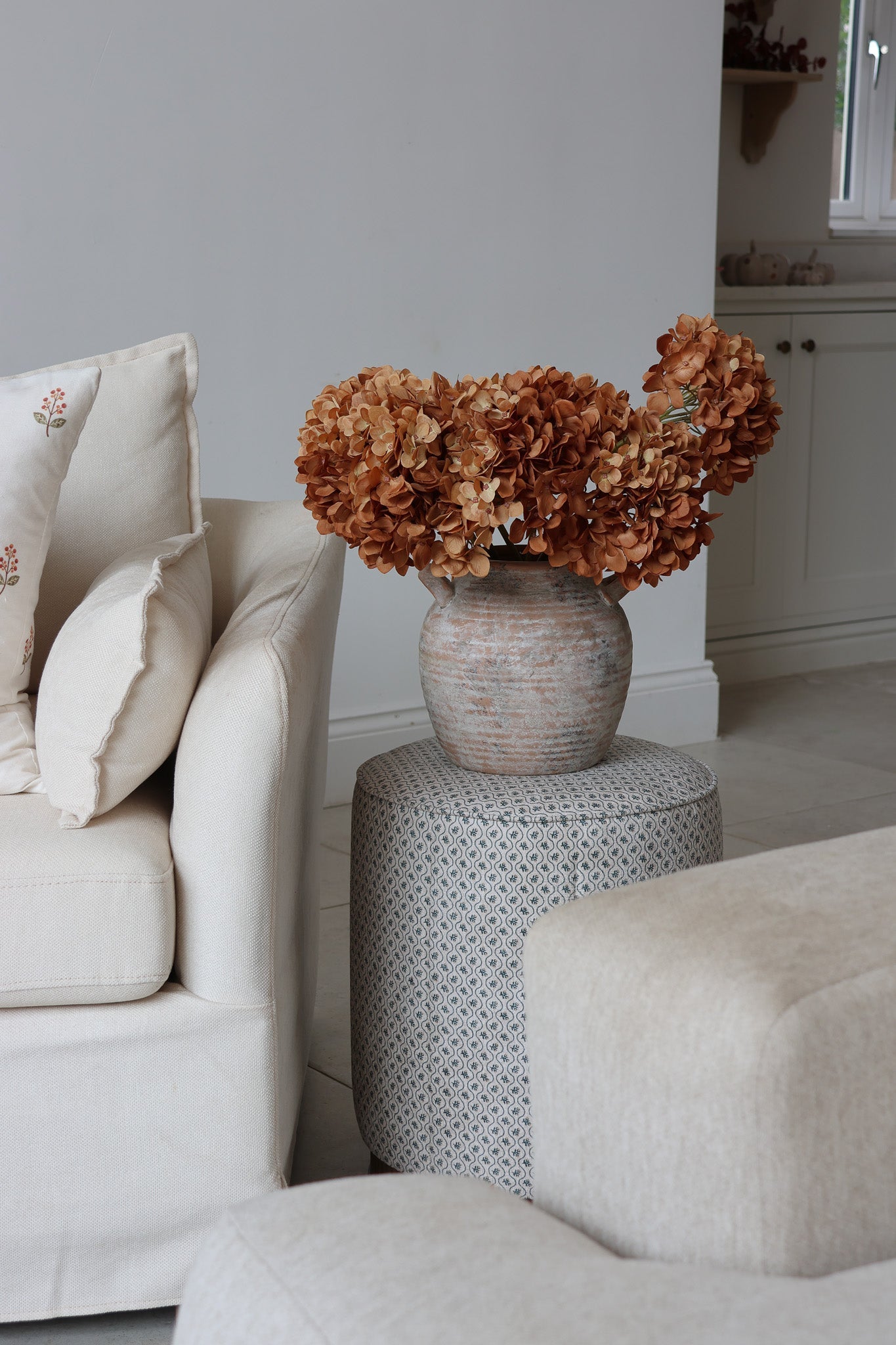 Faux Flowers - Hydrangea - Autumn Orange