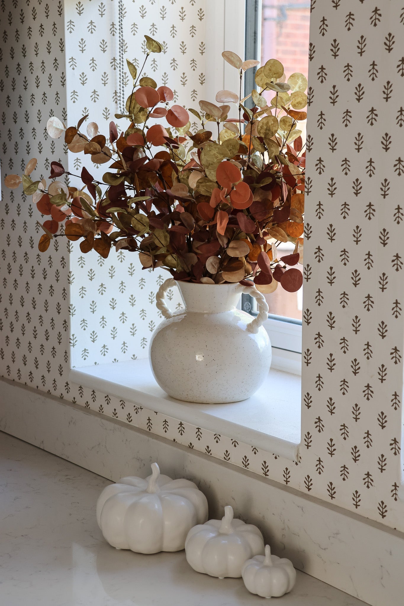 Faux Eucalyptus Spray - Rust