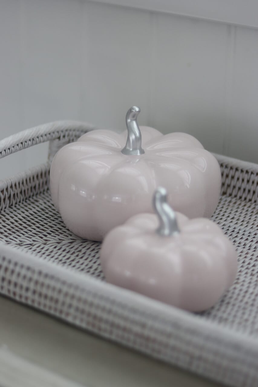 Ceramic Pumpkin Light Pink/Silver - Large