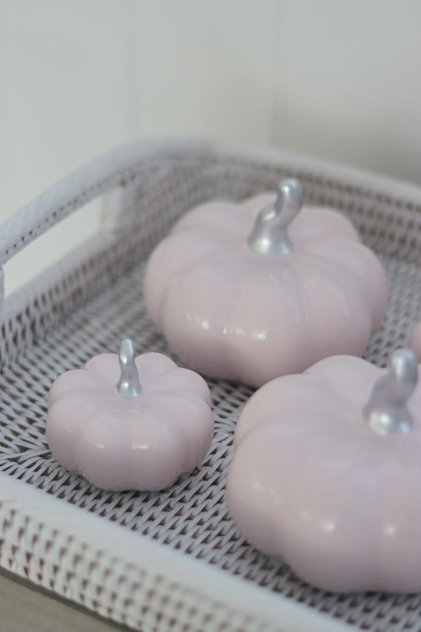 Ceramic Pumpkin Light Pink/Silver - Small 2PC