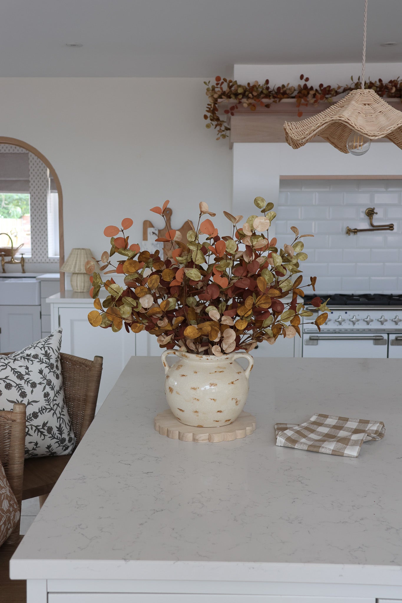 Faux Eucalyptus Spray - Rust