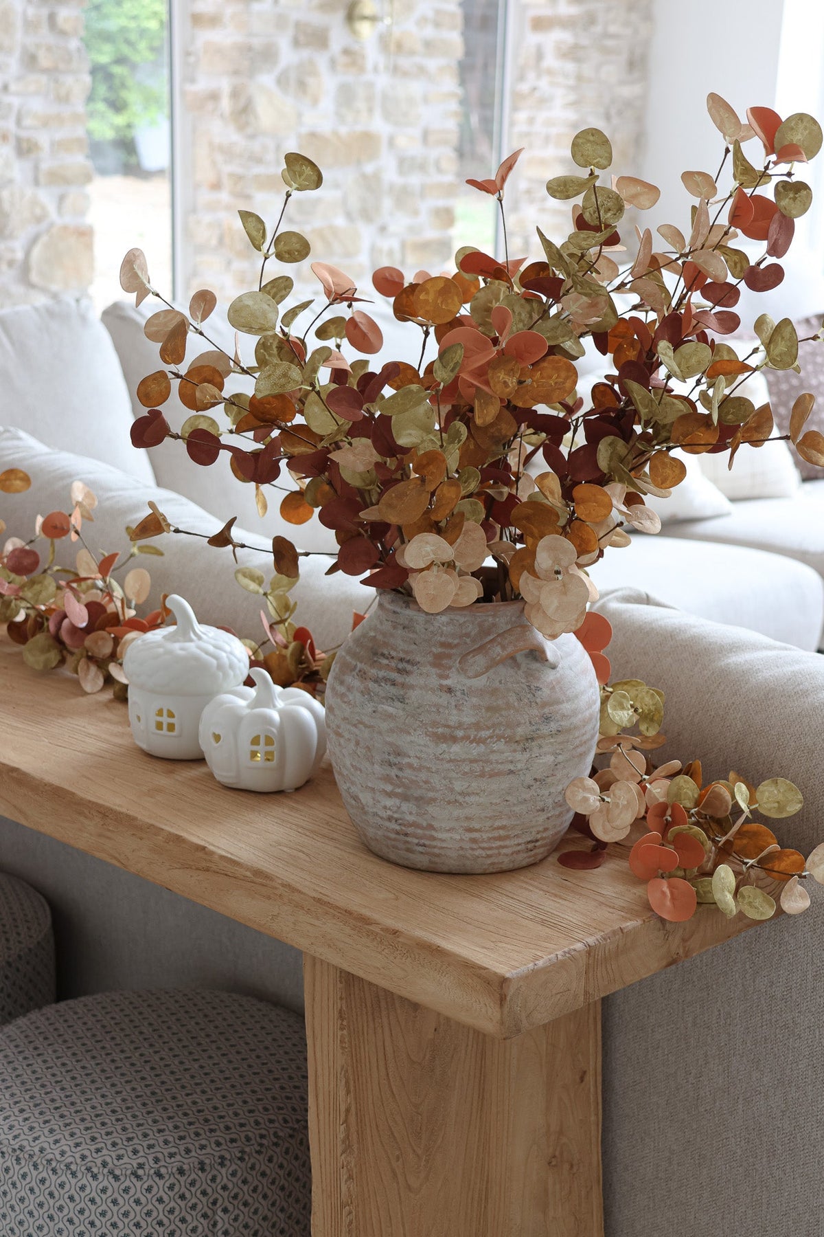 Faux Eucalyptus Spray - Rust