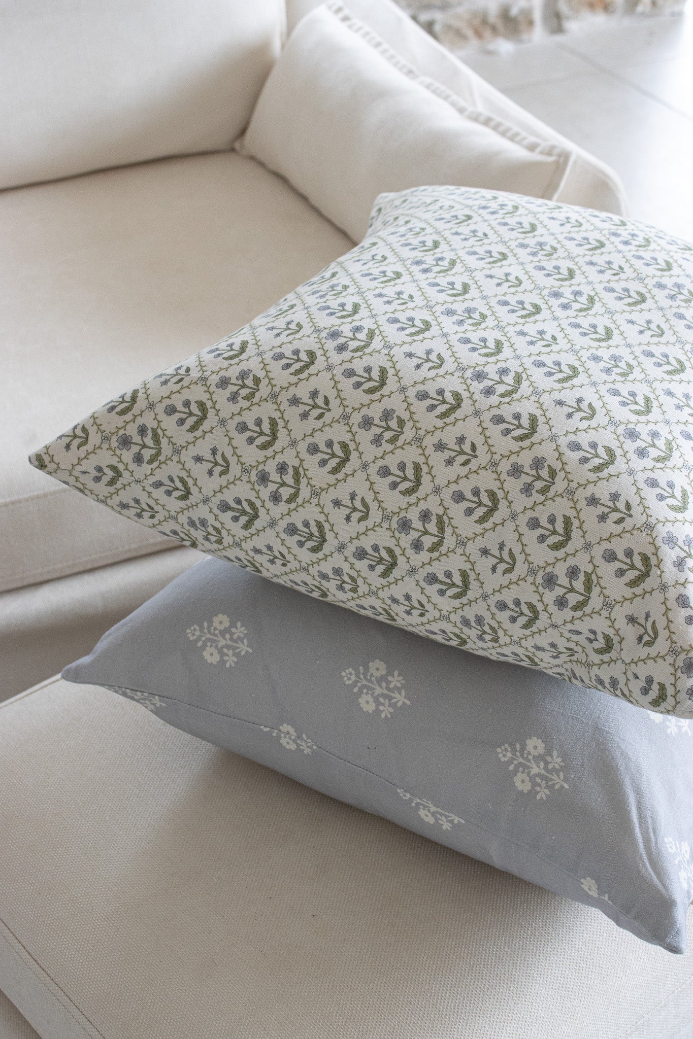 Blue Lattice Cushion Cover