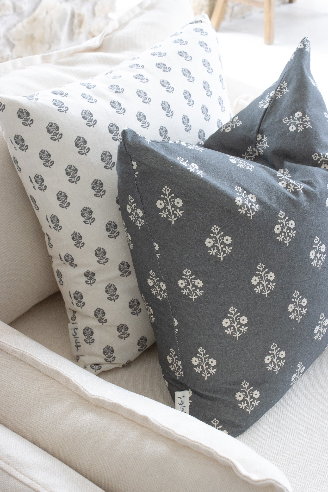 Charcoal Wildflower Cushion Cover