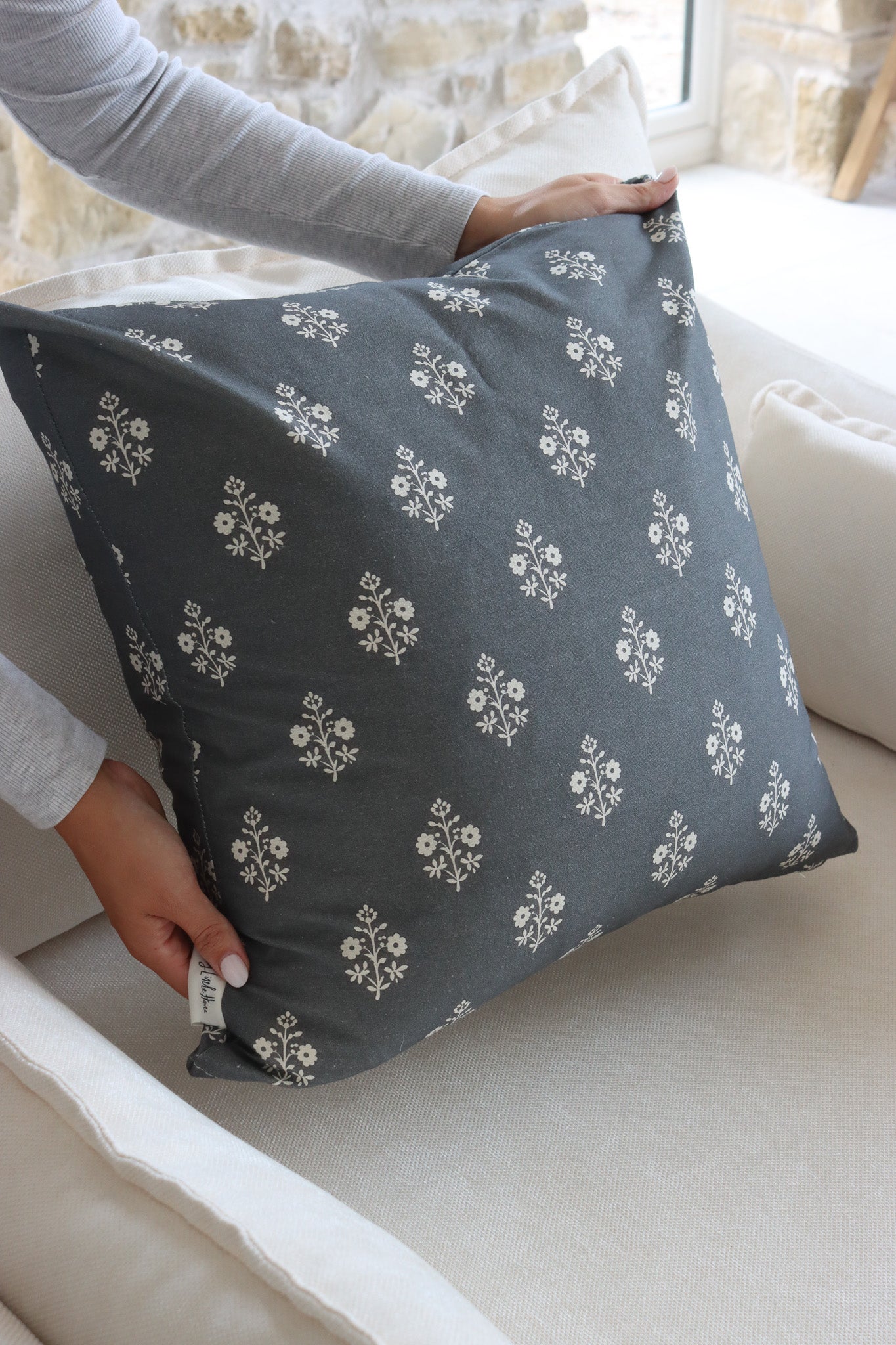 Charcoal Wildflower Cushion Cover
