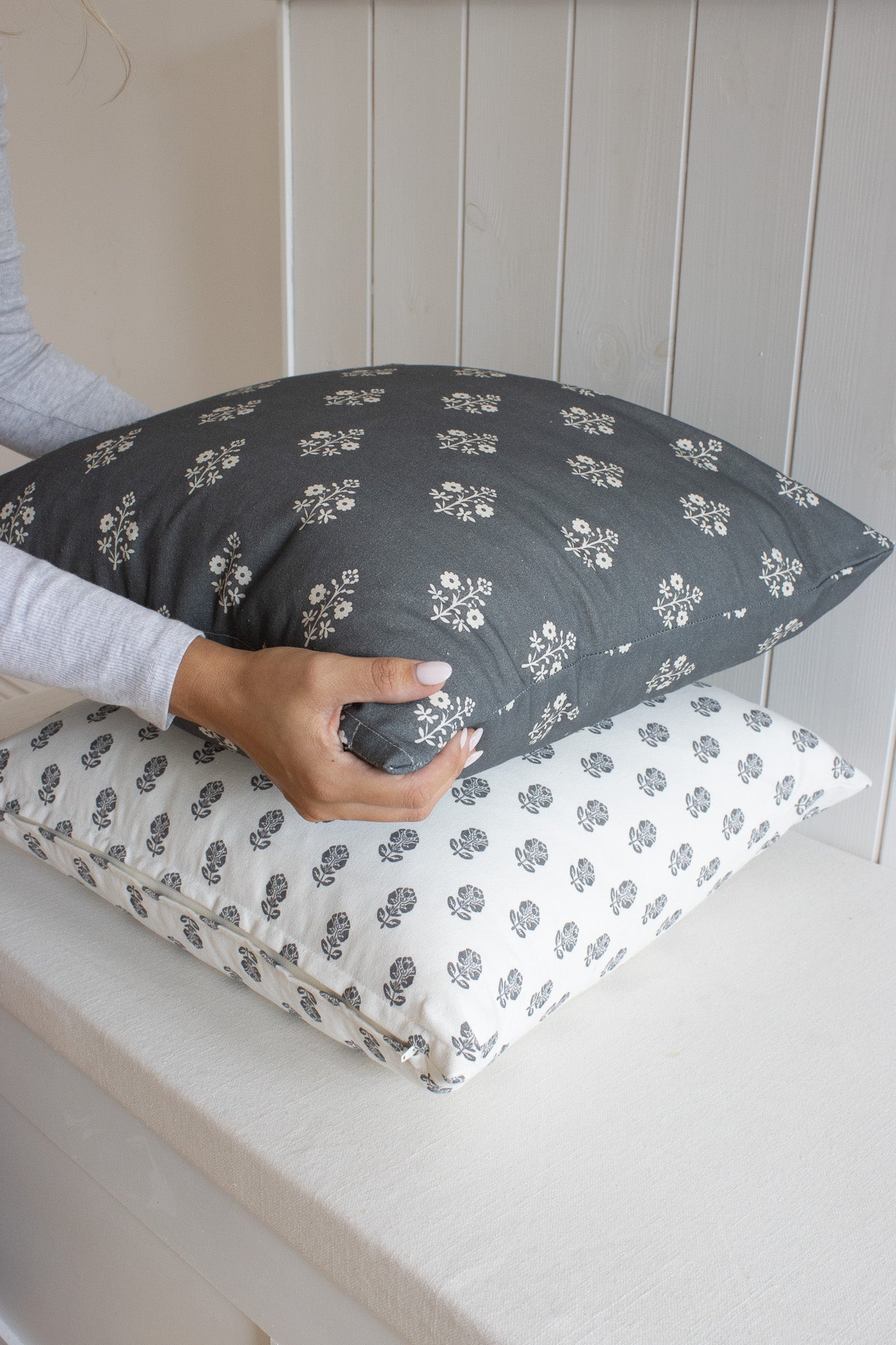 Charcoal Wildflower Cushion Cover