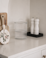 Fluted Stackable Glass Jar