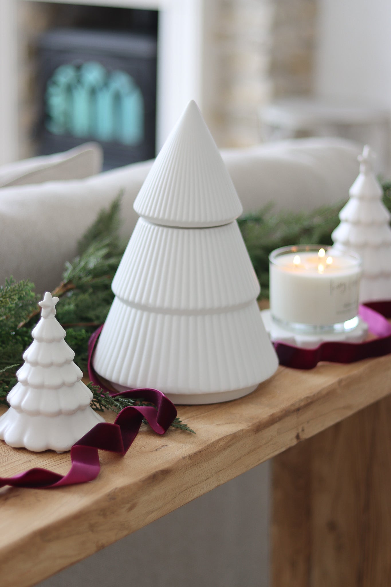 Fluted Ceramic Christmas Tree - Jar