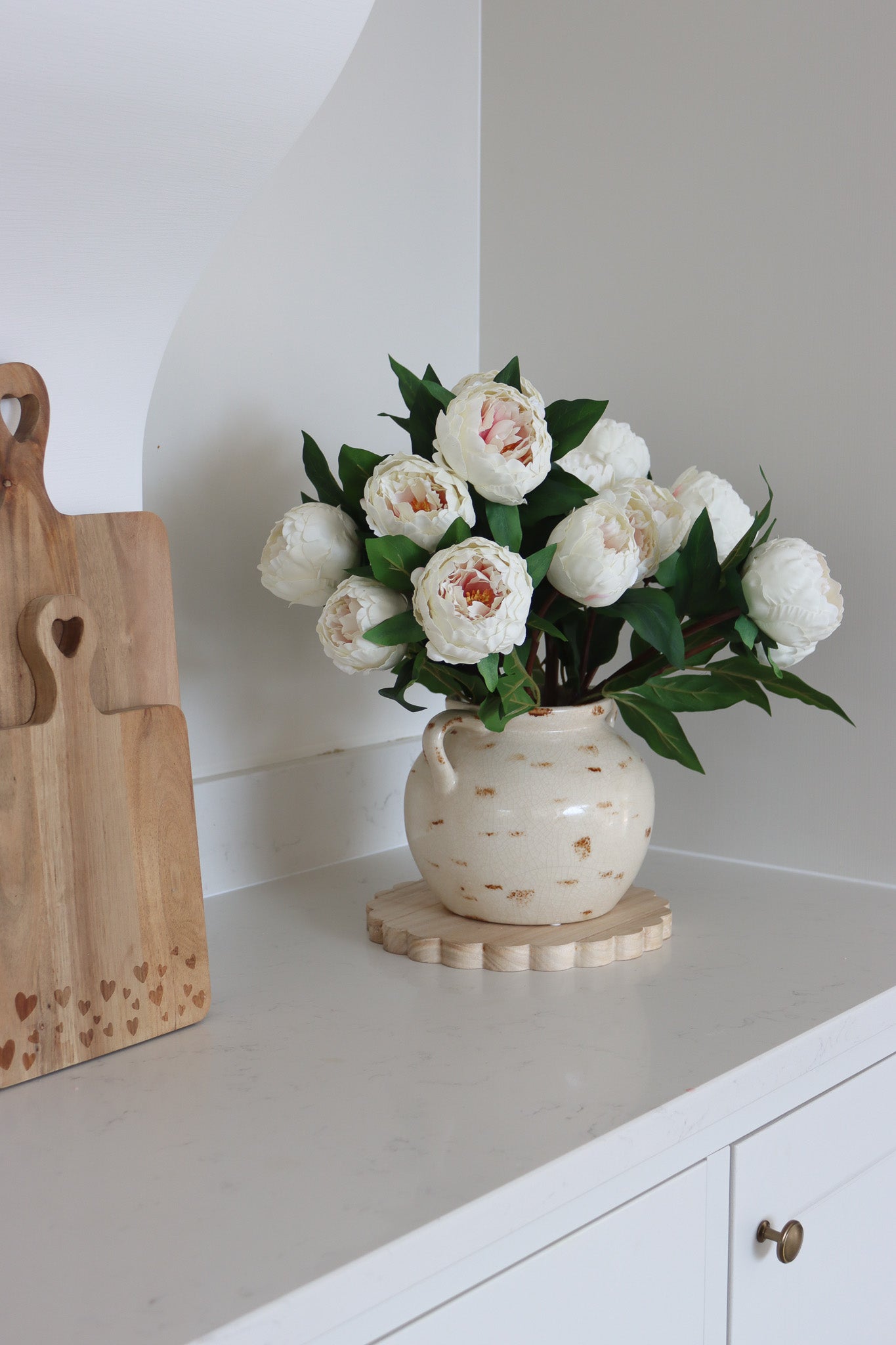 Faux Flowers - Peony Spray - Cream