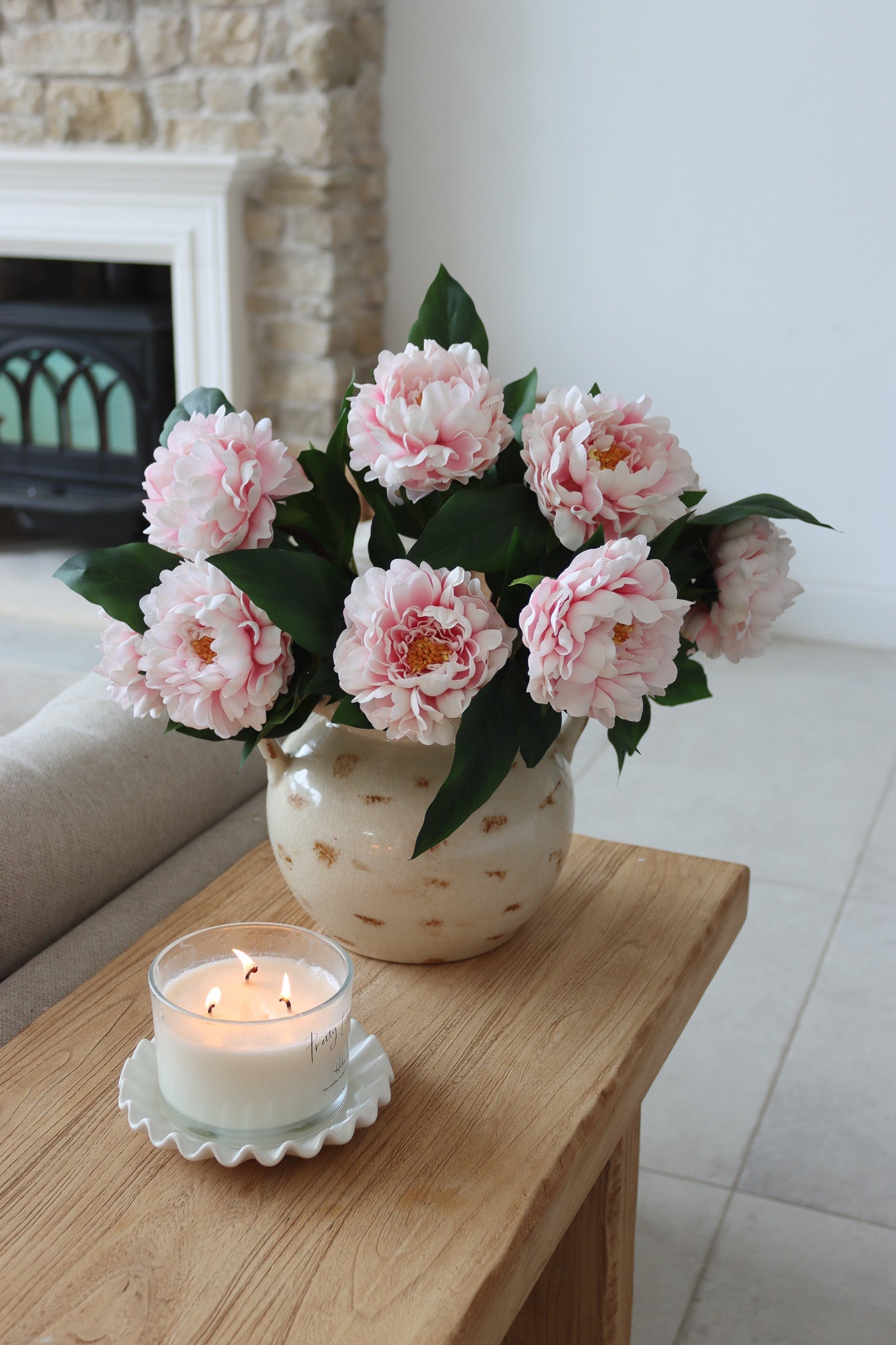 Aged Cream Ceramic Vase