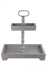 2 Tier Cake Stand - Square/Grey